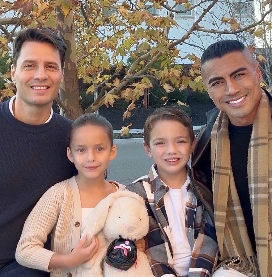 Dr. Suarez with his husband, Sebastien, and their children, Charlize and Julien