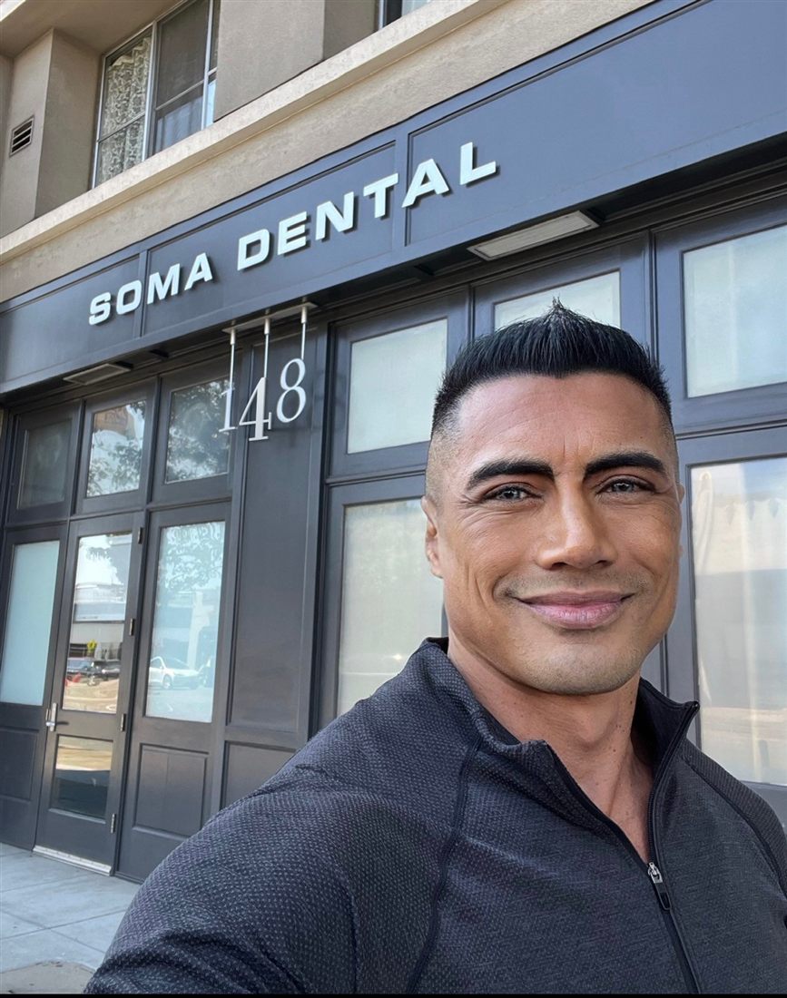 Dr. Nigel Suarez outside Soma Dental at 148 South Van Ness Ave